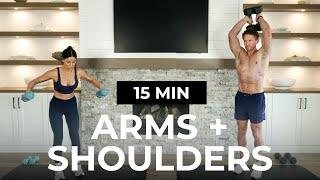 15 Min Arms & Shoulder Workout with Dumbbells Shoulders Biceps & Triceps