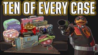 TF2 Unboxing Ten of EVERY Case In Existence 350 CASES