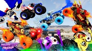 Monster Jam INSANE Racing Freestyle and High Speed Jumps #54  BeamNG Drive  Grave Digger