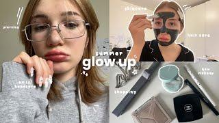 Summer Glow Up🩹 cute nails piercing haircare everything skincare routine makeup transformation