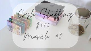 Cash Envelope Stuffing  $660  March Pay #3  Dave Ramsey Inspired  #cashstuffing