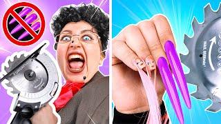 Bad Teacher Cut My Nails  *Extreme Gadgets And Crafts For School To Escape Bad Teacher*