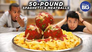 I Made Giant 50-Pound Spaghetti And Meatballs For Kalen Allen from Kalen Reacts • Tasty