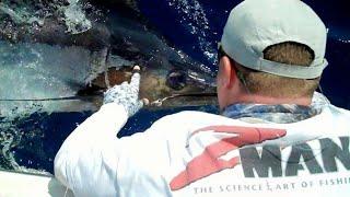 Releasing a Blue Marlin on a 28ft Center Console