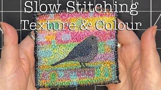How to Add Texture and Depth to Slow Stitching Junco Bird Textile Art Collage