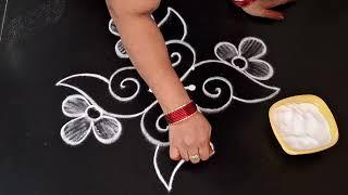 simple rangoli  side border rangoli design  daily muggulu  easy rangoli