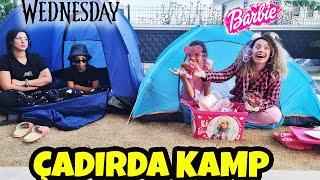 WEDNESDAY İLE BARBIE ÇADIRDA KAMP ? ABUR CUBURUMUZU ÇALDILAR  EYLÜL LAL