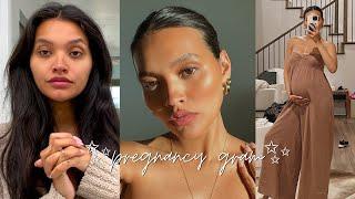 FULL GRWM PREGNANCY EDITION  HAIR MAKEUP SKIN & OUTFIT  NICOLE ELISE