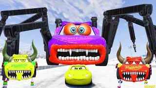 Epic Escape From The Lightning McQueen Demon Eater & Bot Spider Eater  McQueen VS McQueen  Beamng