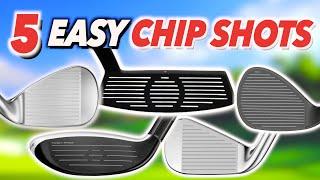 How to play 5 EASY chip shots with 5 different golf clubs.