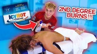 ICY HOT MASSAGE PRANK ON MY GIRLFRIEND freak out