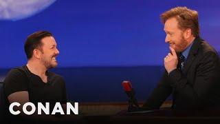 Ricky Gervais Lists The Late Night Hosts Hed Like To Interview  CONAN on TBS