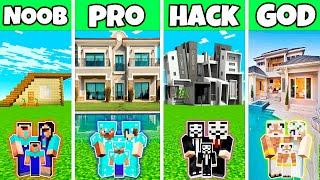 Minecraft Battle  New Family Compact House Build Challenge - Noob Vs Pro Vs Hacker Vs God