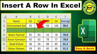 How to Insert A Row In Excel  Insert Rows In Excel  Insert Row In Excel  Rows In Excel #Excel