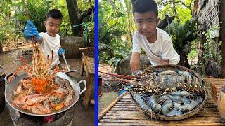 Yummy Big lobster cooking by country chef - Chef Seyhak