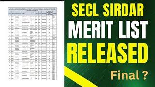 SECL MERIT LIST RELEASED NEW 2024  Final ?