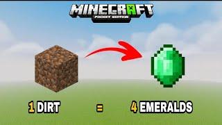 Easy Way To Get Emerald With One Dirt  Minecraft pe 1.20 emerald farm  minecraft pe emerald farm