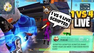 1 vs 4 Live Challenge  Subscriber In Live Stream - Tufan FF - Garena Free Fire