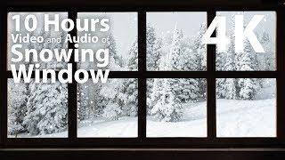 4K HDR 10 hours - Snowing Outside Window - relaxing gentle calming