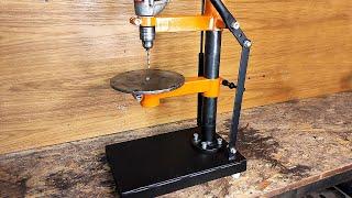 AWESOME IDEA  SUPER DRILL STAND  DIY DRILLING MACHINE 