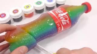 How To Make Rainbow Coca Cola Drinking Water Pudding  LeJellyarn the Recipe DIY review