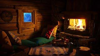 Deep Sleep in a Cozy Winter Cabin  Snow Storm Sound for Sleep Relax Study Sleep Disorders