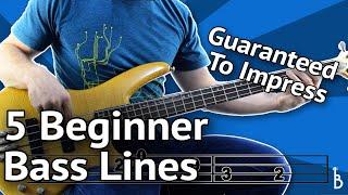 5 Beginner Bass Lines - Guaranteed To Impress With Tabs On Screen