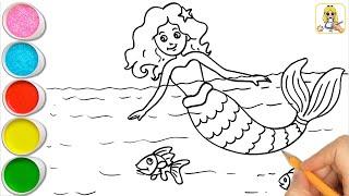 HOW TO DRAW ARIEL THE LITTLE MERMAID - STEP BY STEP  BARBIE MERMAID DRAWING TUTORIAL