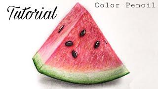 How To Draw A Watermelon  Colored Pencil Tutorial Very Easy