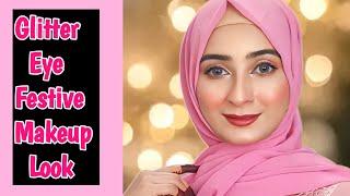 Glitter Eye Festive Makeup Look learn party Makeup with me Dr.Sidra9oor