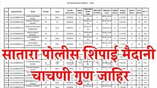 Satara police bharti  सातारा पोलीस शिपाई मैदानी चाचणी गुण जाहिर