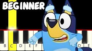 Bluey Theme Song - Only White Keys - Fast and Slow Easy Piano Tutorial - Beginner