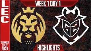 MDK vs G2 Highlights  LEC W1D1 Summer 2024  MAD Lions KOI vs G2 Esports Week 1 Day 1