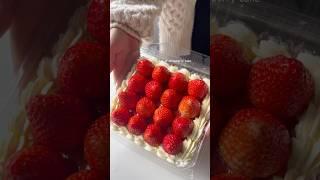 A box of strawberry cake #strawberrycake #softcake #fluffycake #baking #recipe #shorts