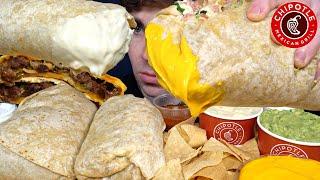 ASMR MUKBANG CHIPOTLE GIANT BURRITOS CHIPS CHEESE STEAK QUESADILLA  WITH CHEESE