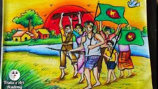 How to Draw Victory day of Bangladesh  16 December  বিজয় দিবসের ছবি আঁকা @Trishas Art Academy