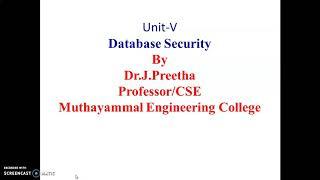 DBMS - UNIT 5 Database Security 1