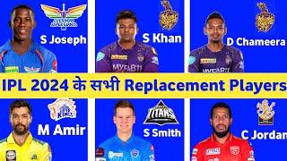 Ipl 2024 - All Replacement players List IPL 2024   S khan M Kaif S Joseph W Parnell
