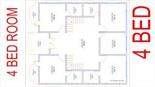 HOUSE PLAN DESIGN  EP 82  1500 SQUARE FEET 4 BEDROOMS HOUSE PLAN  LAYOUT PLAN