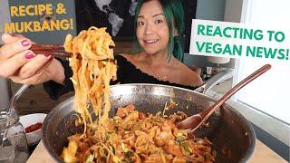 EASY RICE NOODLE STIR FRY RECIPE VEGAN + MUKBANG  Munching Mondays Ep.93