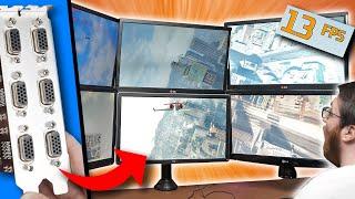 6 Monitors 1 GPU Worlds WORST Multi-Display Gaming Setup