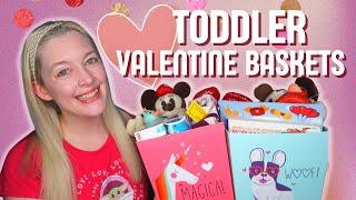 VALENTINES BASKETS FOR TODDLERS  Whats in my 1 Year Old and 3 Year Old Girls Valentine Bag?