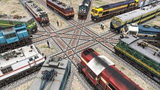 Twelve Trains Crossing Each other at Diamond Crossing  BeamNG.Drive