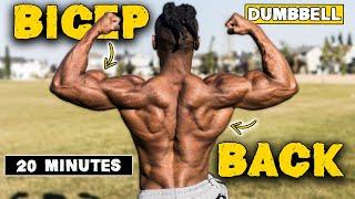 20 MINUTE DUMBBELL BACK & BICEPS WORKOUT  TONE YOUR BACK & BICEPS