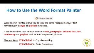 How to Use the Word Format Painter