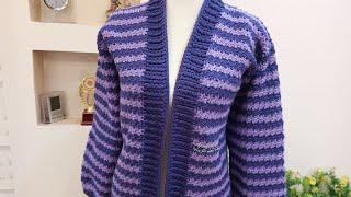 جاكيت كروشيه بدون حردات سهل جدا للمبتدئين ج١ crochet jacket  crochet cardigan