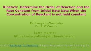 Determination of Rate Law and Rate Constant when one Reactant Concentration is not Held Constant