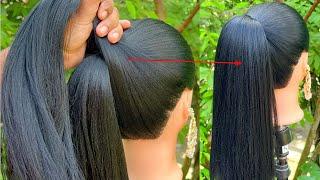 Very Easy High Ponytail Hairstyle With Trick  Quick Party Hairstyle  High Ponytail 