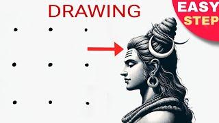 3x3 dots turns into Lord Mahadev Drawing  Lord shiva drawing