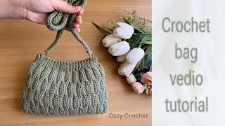 شنطة كروشيه كروس بغرزة الموجة _  Crochet bag with wave stitch _  #bags_crochet